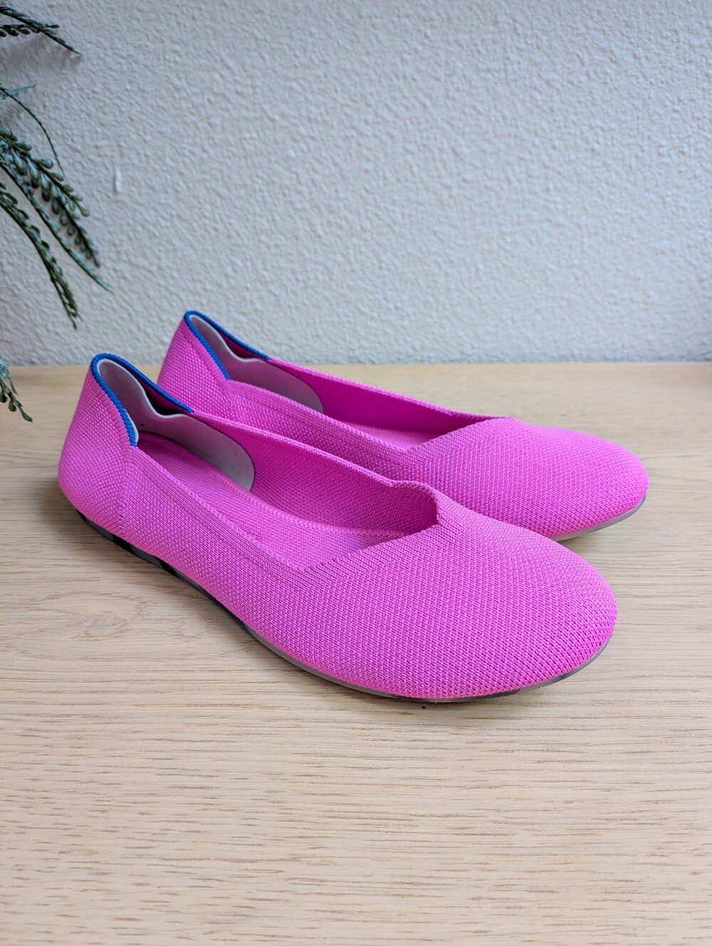 Rothy's The Flat Hot Pink Retired Color Tortoise Sole Knit Ballet Flats Size 7